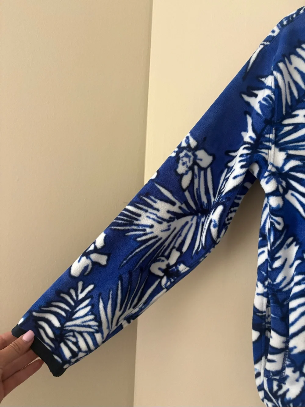 Ralph Lauren Blue & White Floral Girls Fleece Pullover Jacket sz. L(12-14) New